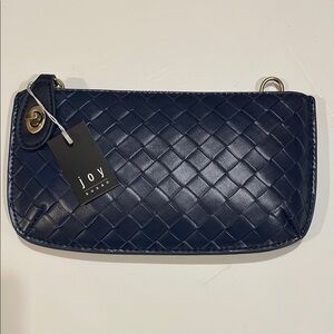 Joy Susan Navy Woven Clutch/Crossbody/Wristlet Bag